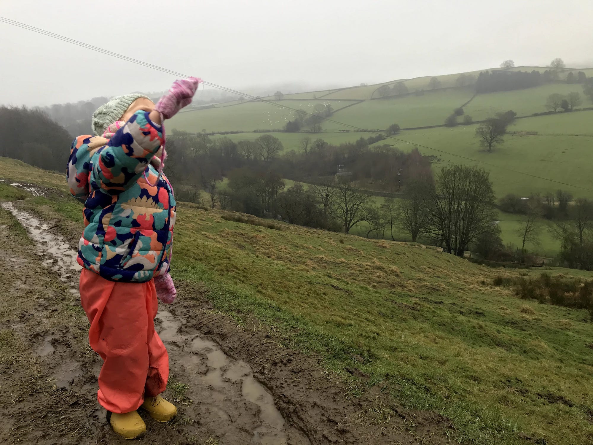 Toddler pointing to the sky